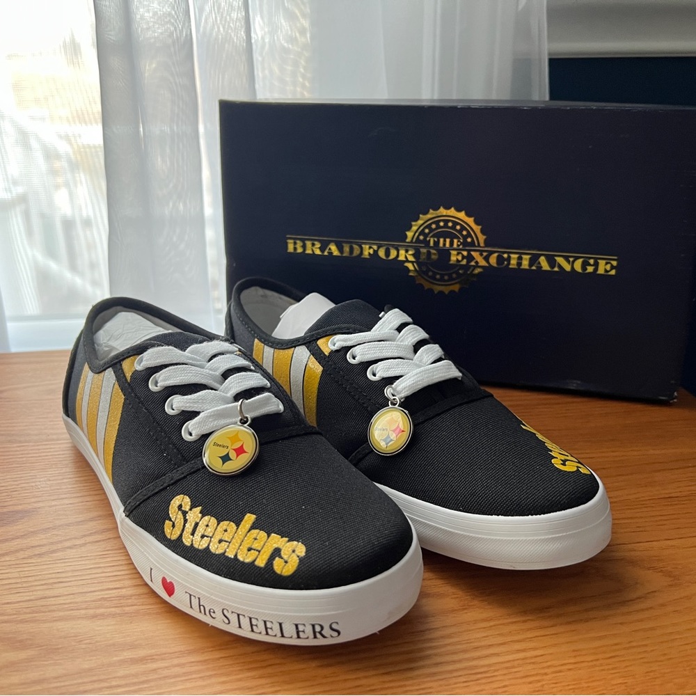 Bradford Exchange Pittsburgh Steelers Canvas Shoes Sneakers Womens Size 7
